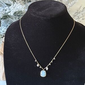 Meira T 14 K yellow gold Aquamarine and diamond necklace
